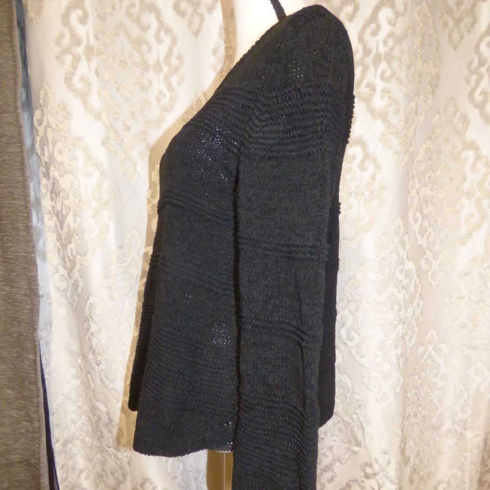 Style & Co Textured-Stripe Pullover Sweater Black - Picture 3 of 7